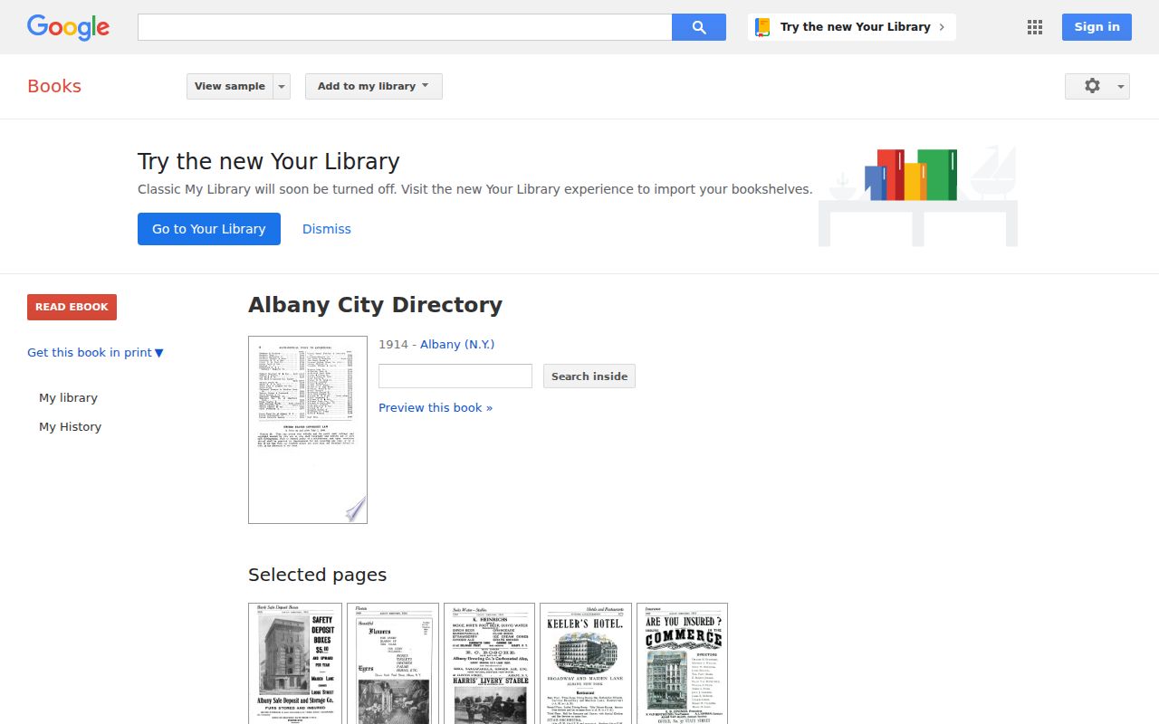 Guilderland city directory research using a digitized 1914 Albany directory entry