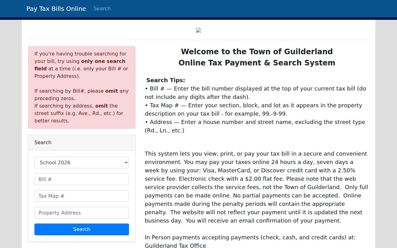 Guilderland ZIP code directory tax search for address and tax-map verification